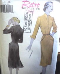 6308  RETRO '52 LONGER STRT DRESS,BACK PLEATS PATTERN 12-16